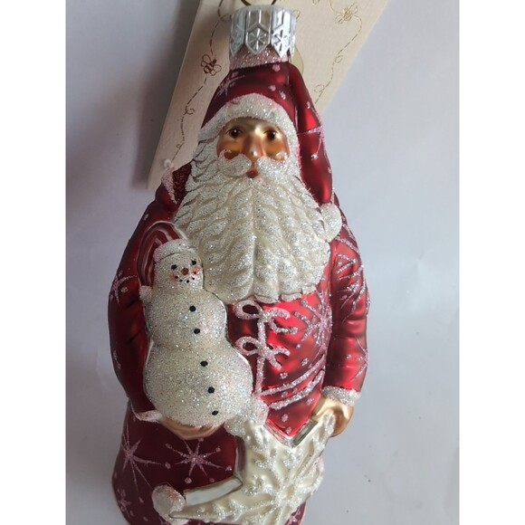 Patricia Breen Season is Here Santa Snowflakes Holding Snowman Red White 2003 - Picture 5 of 5